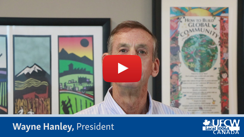 President Wayne Hanley delivers a Labour Day video message