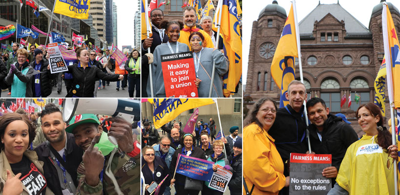 Local 1006A members advocate for a $15 minimum wage and fairer labour legislation.
