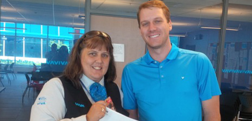 Angel Vernon pictured with her Union Representative Joe Blythe.