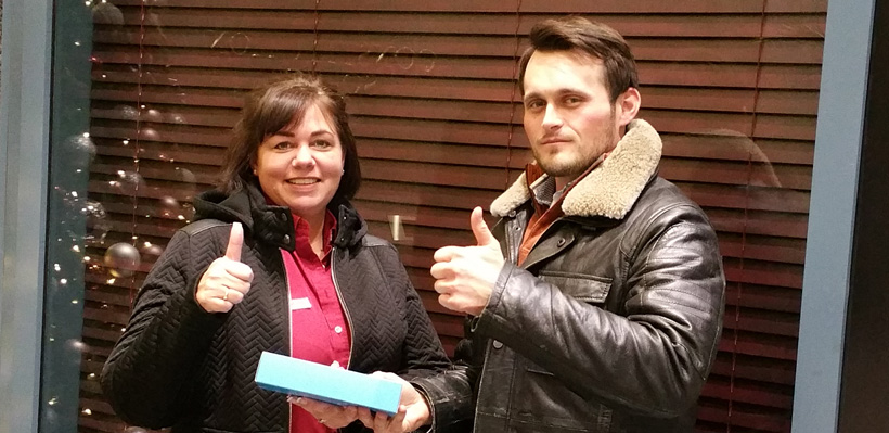 Kathryn Boeyen of Baton Rouge in Ottawa  pictured with Union Representative Greg Penner.