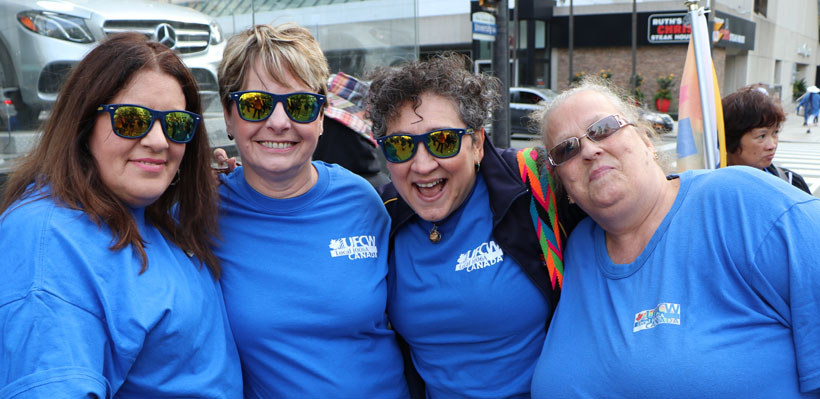 Diane Wilmot (right) with friends at the Toronto Labour Day parade.