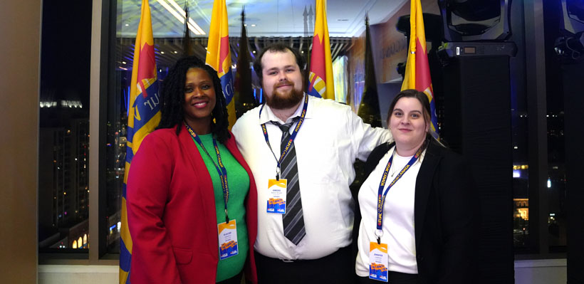 Recorder Glacier Effs-Samuel with Local 1006A members Amedee and Jennifer at the UFCW Canada Lobby Day.